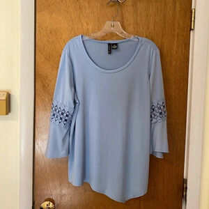 New Direction Women’s Tunic 3/4 Sleeve Light Blue,Size XL
